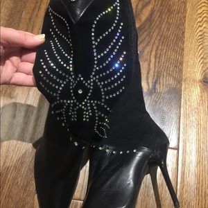 Leather and Swarovski Cristal boots